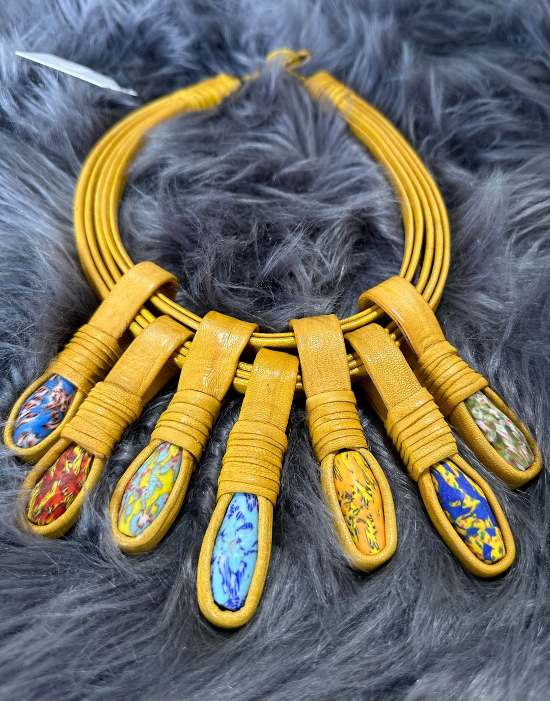 Anyaa Genuine Leather and Glass Beads Necklace - Trufacebygrace