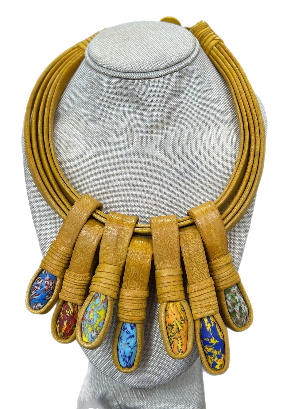Anyaa Genuine Leather and Glass Beads Necklace - Trufacebygrace