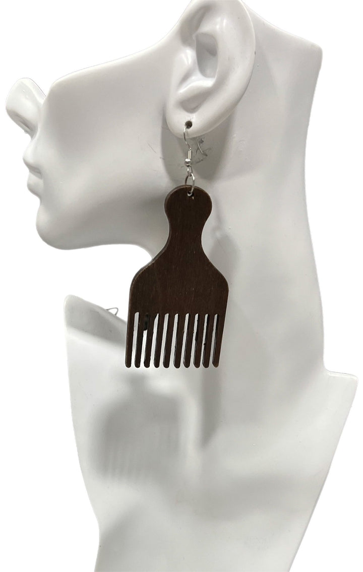 Araba Wooden Comb Earrings - Trufacebygrace