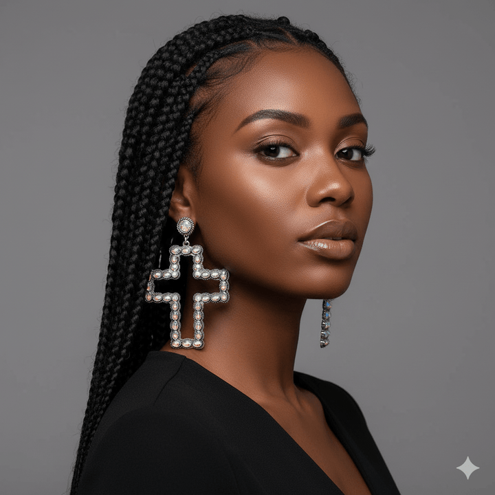 Aso Nyame Cross Statement Earrings - Trufacebygrace