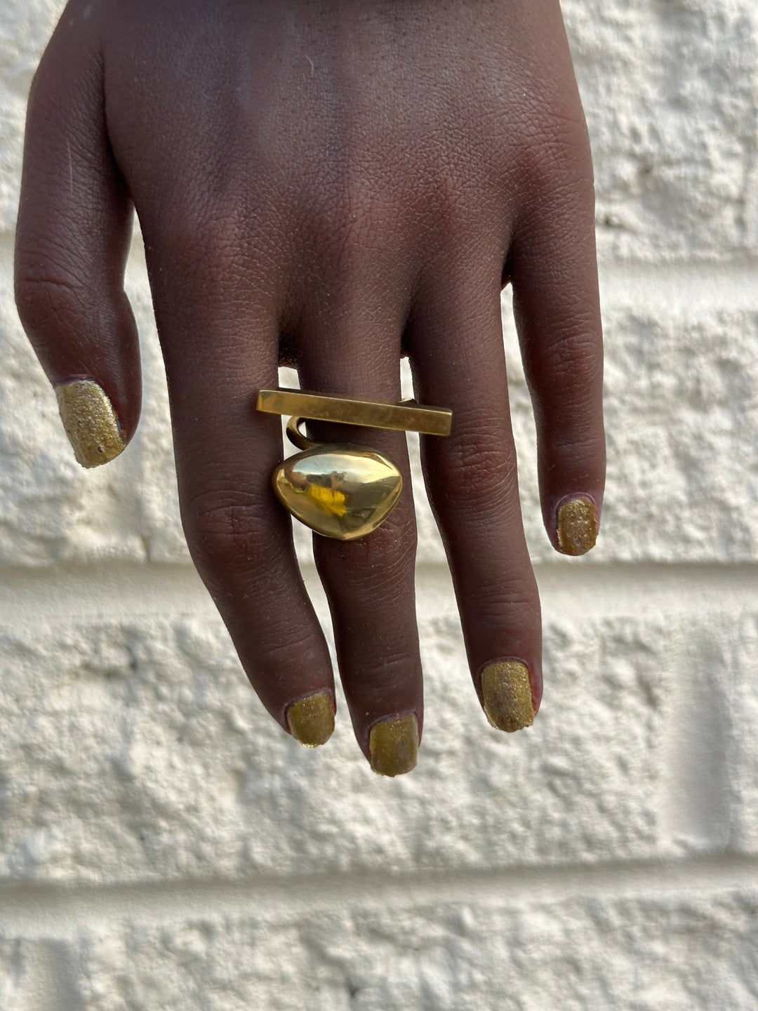 Asymmetric Brass Statement Ring - Trufacebygrace