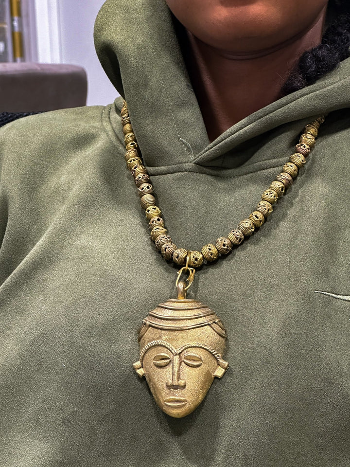 Authentic Ashanti Heritage Brass Mask Necklace - Trufacebygrace