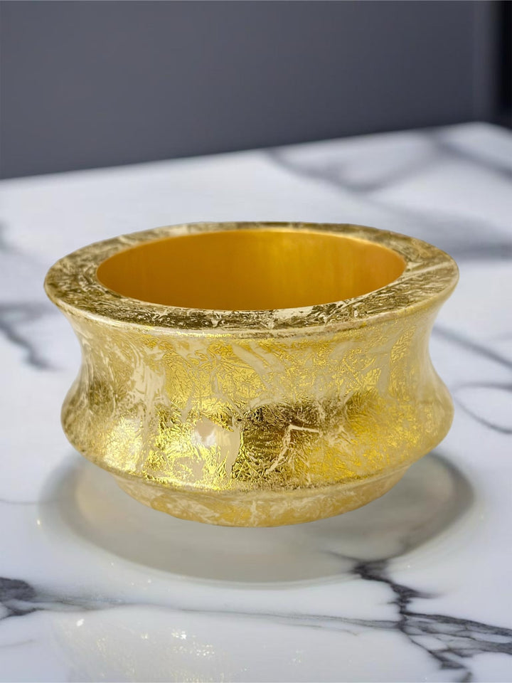 Aye Wura Gold Foil Chunky Wood Bangle - Trufacebygrace