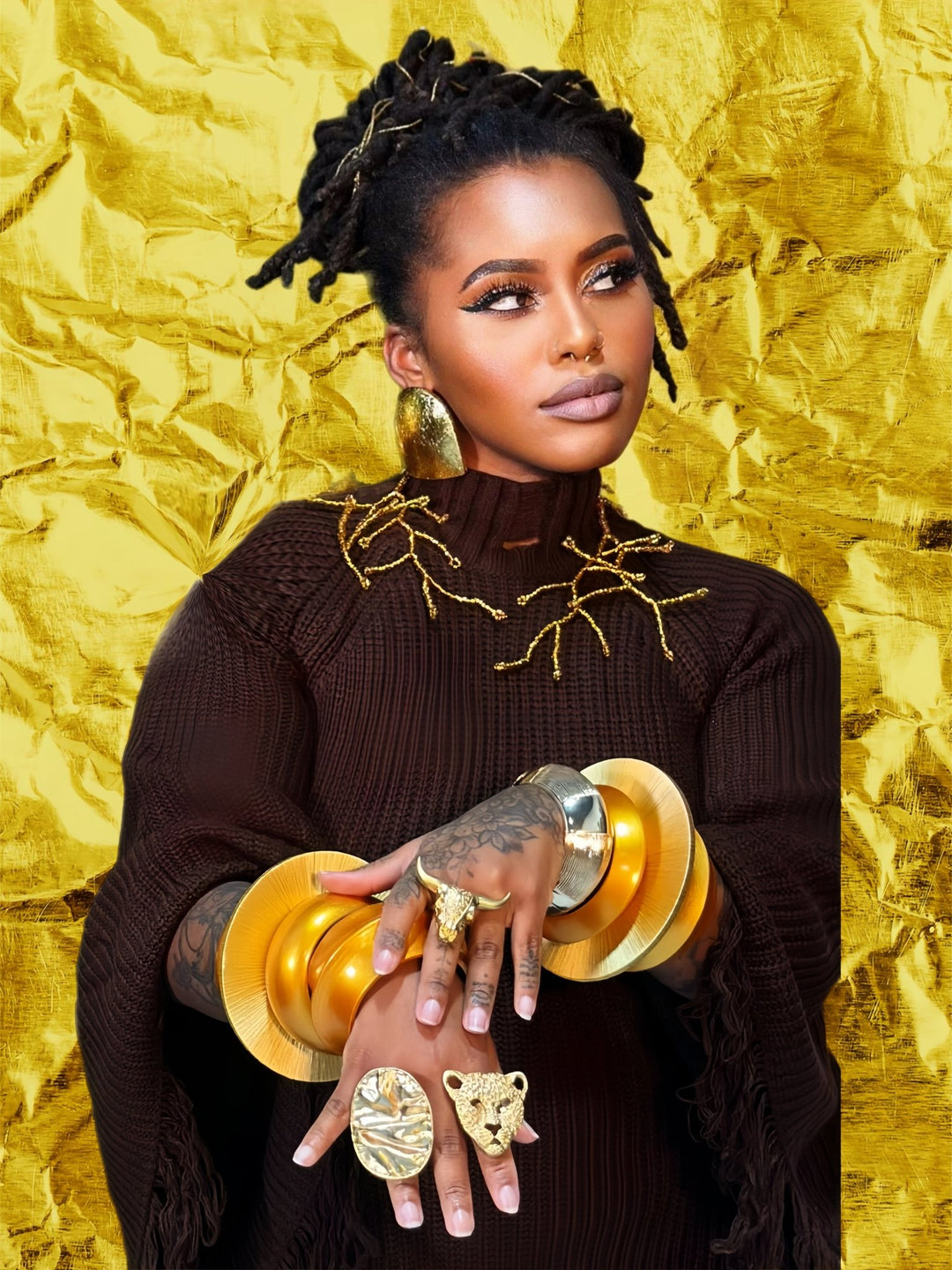 Aye Wura Honey Gold Chunky Wood Bangle - Trufacebygrace