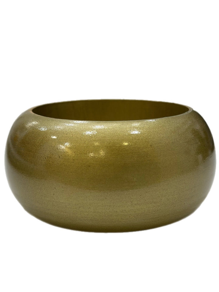 Aye Wura Lacquered Olive Gold Chunky Wood Bangle - Trufacebygrace