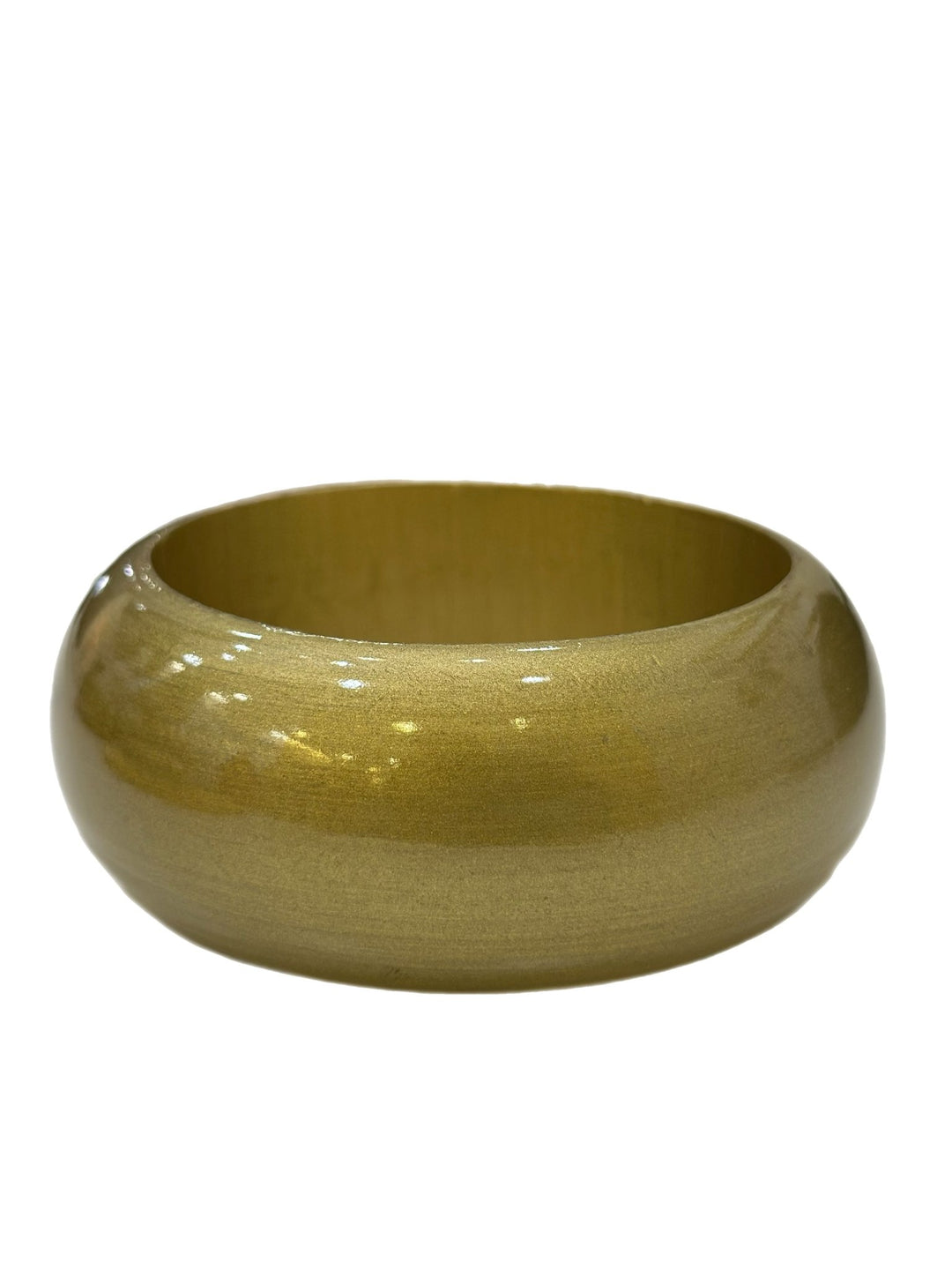 Aye Wura Lacquered Olive Gold Chunky Wood Bangle - Trufacebygrace