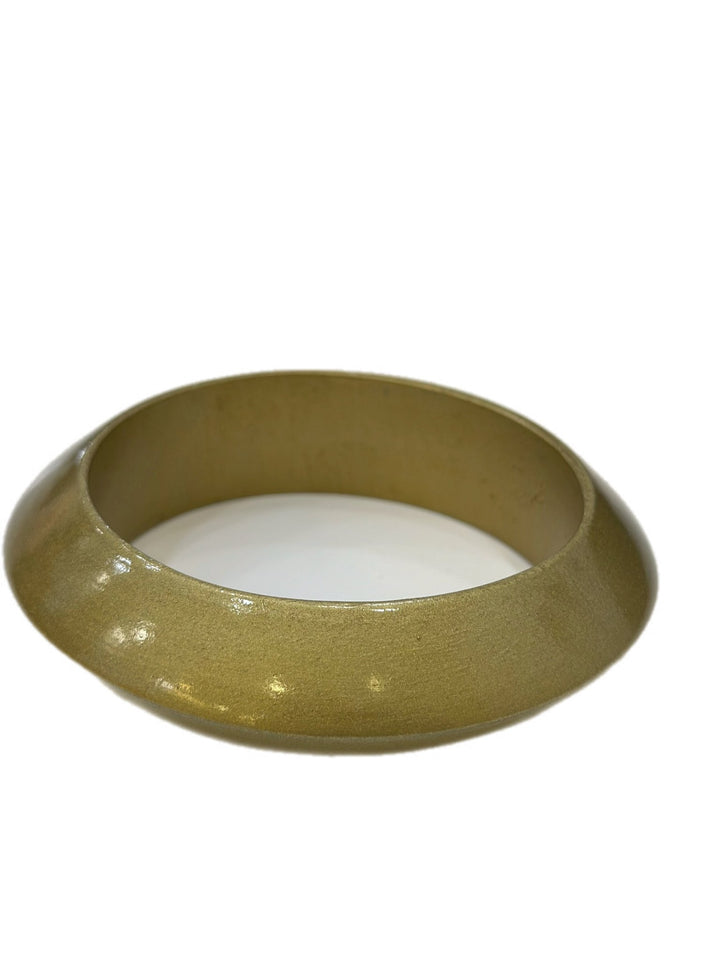 Aye Wura Lacquered Olive Gold Chunky Wood Bangle - Trufacebygrace