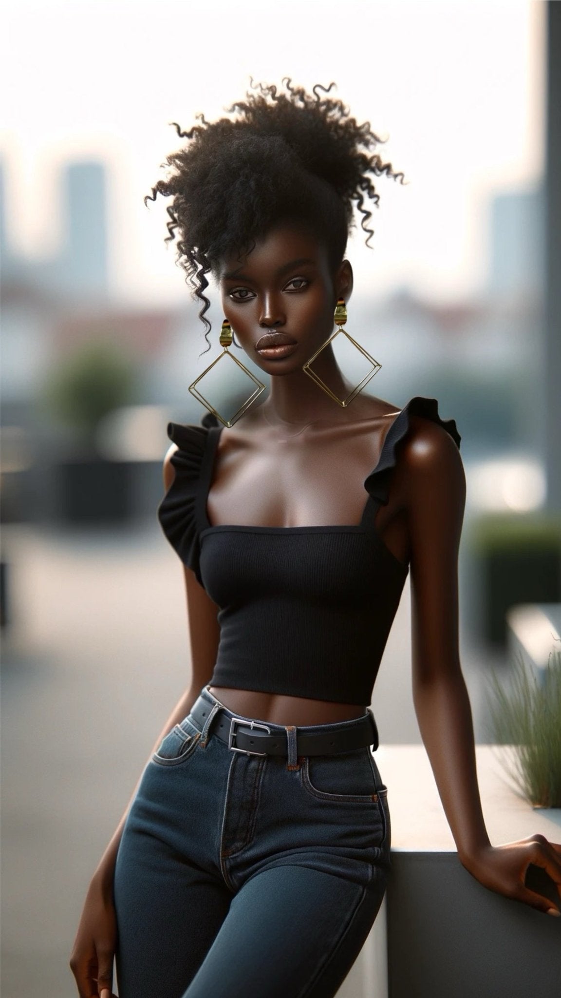 Ayika - 3D Geometric Hoop Earring - Trufacebygrace