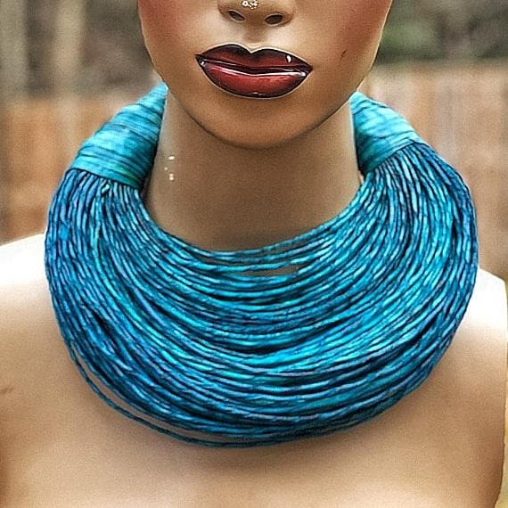 Aziza Genuine leather Multi - strand Statement necklace - Trufacebygrace