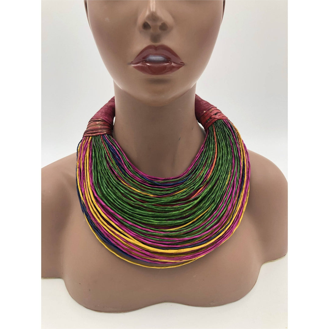 Aziza Genuine leather Multi - strand Statement necklace - Trufacebygrace