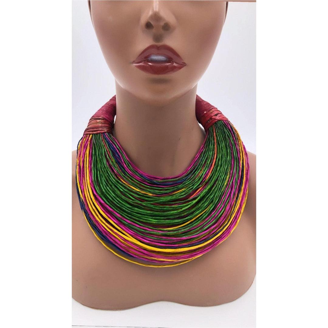 Aziza Genuine leather Multi - strand Statement necklace - Trufacebygrace