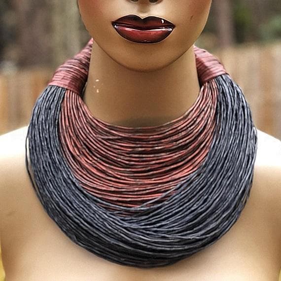 Aziza Genuine leather Multi - strand Statement necklace - Trufacebygrace