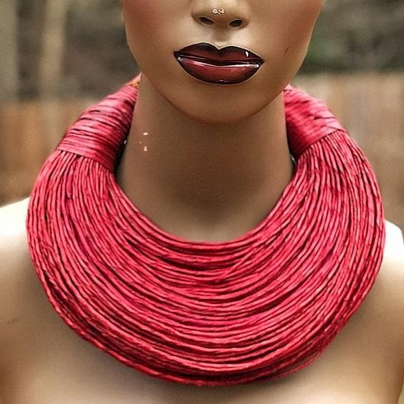 Aziza Genuine leather Multi - strand Statement necklace - Trufacebygrace