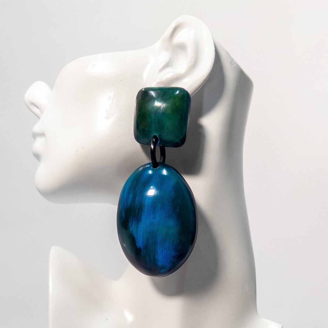 Azure Series: Afro Color Pop Horn Drop Earrings - Trufacebygrace
