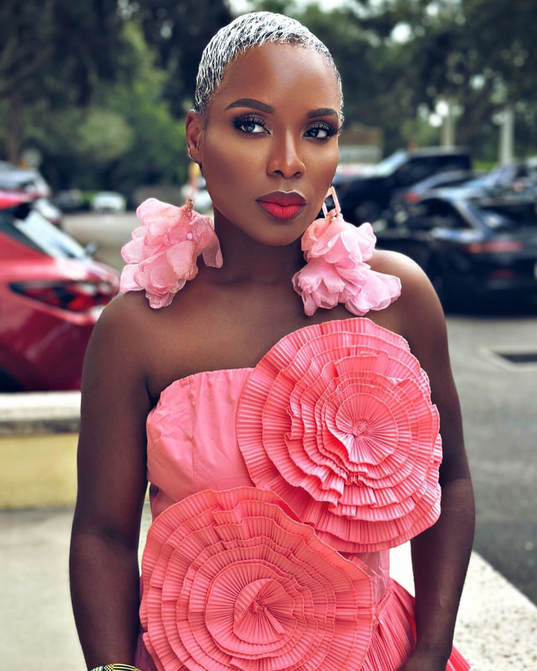 Baby pink Nonso Square top flower petal - Trufacebygrace