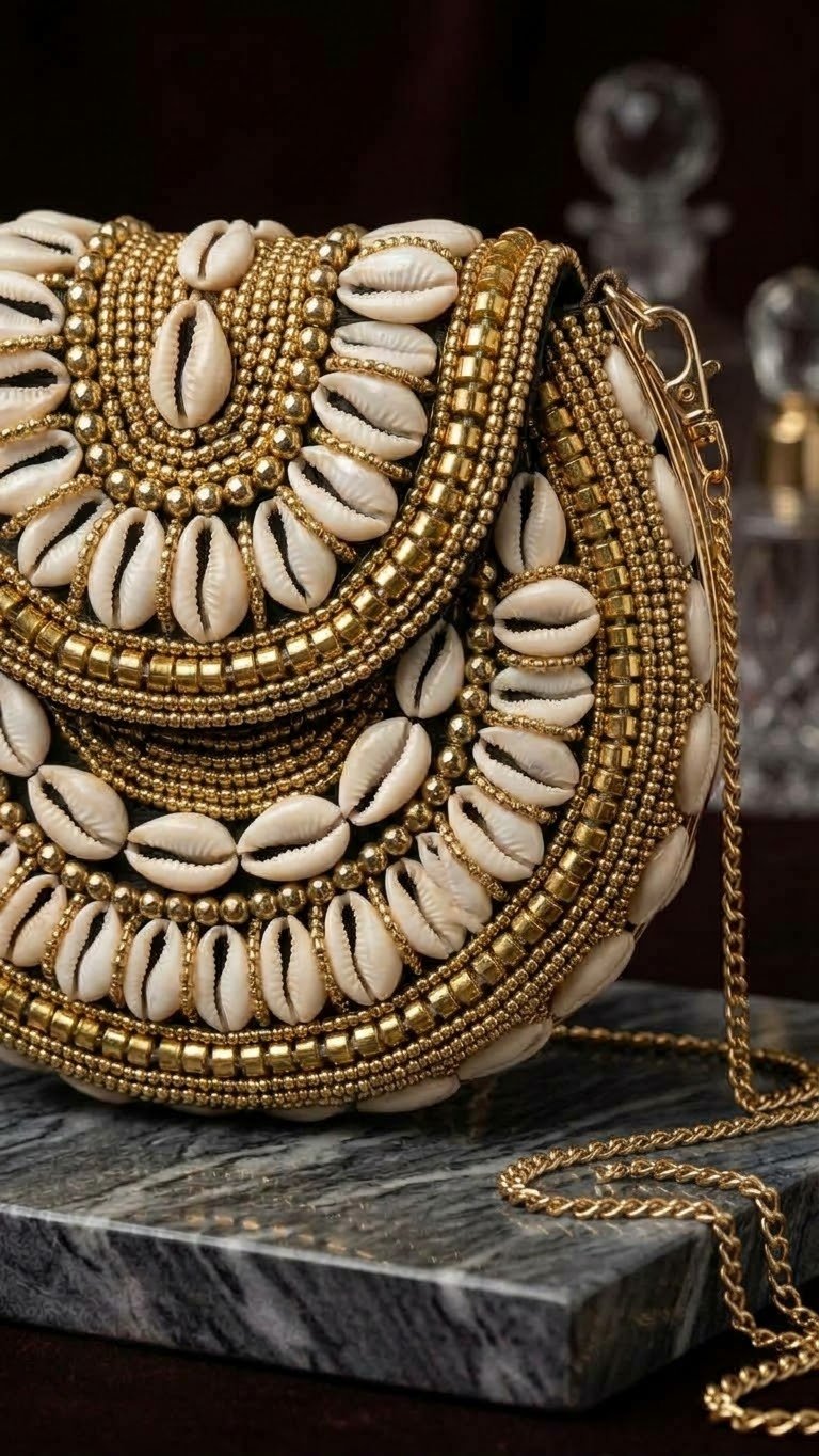 Bahari Luxe Cowry Shell Clutch - Trufacebygrace
