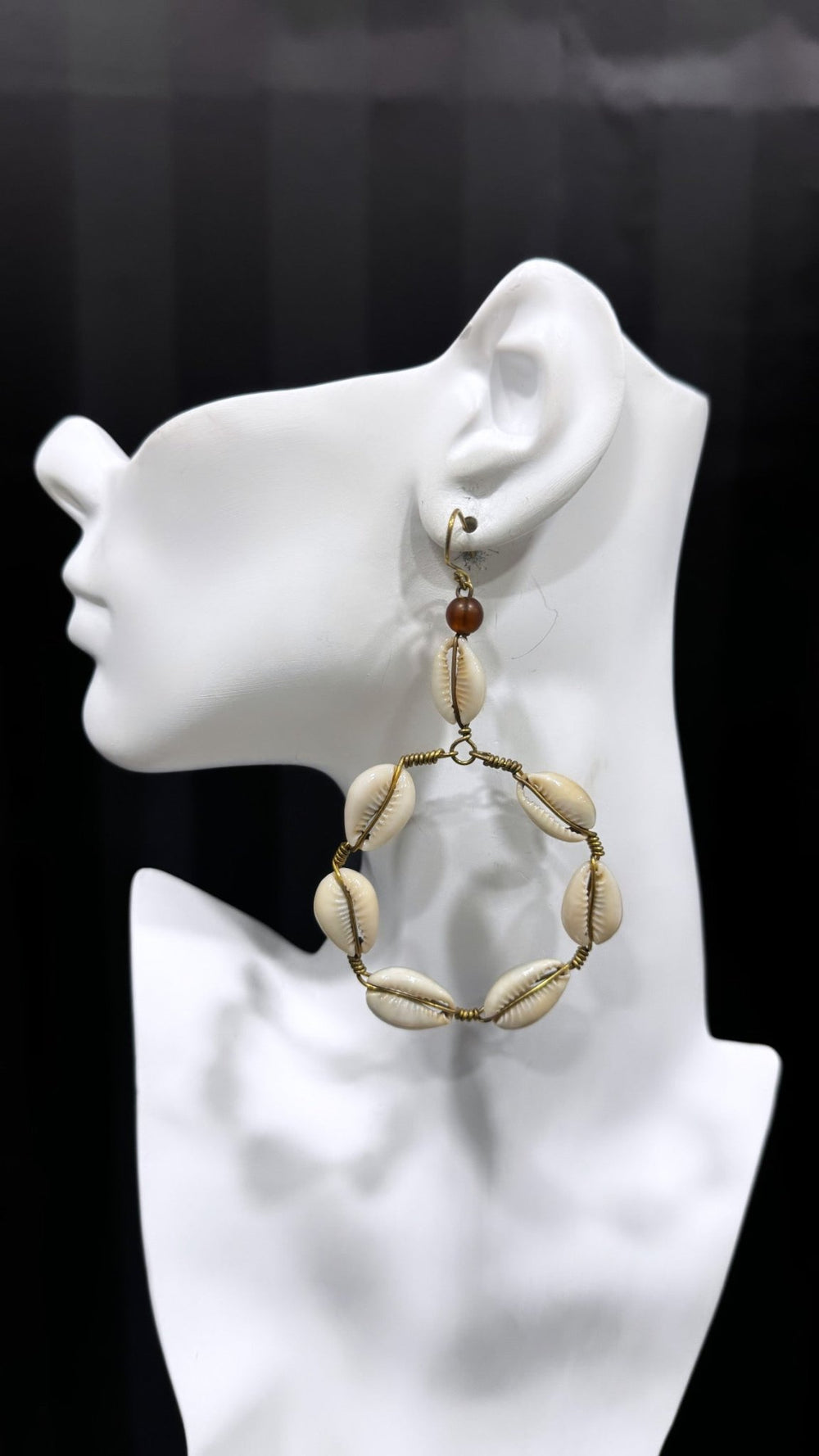 Bahari Small Cowry Shell circular Earrings - Trufacebygrace