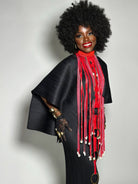 Beaded Collar, cowry and faux leather fringe necklace - Trufacebygrace