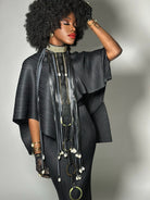 Beaded Collar, cowry and faux leather fringe necklace - Trufacebygrace