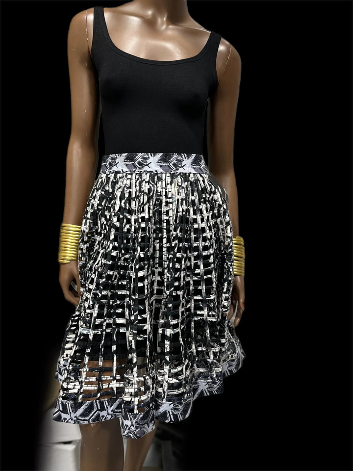 Black And White Ankara Laced Midi Skirt - Trufacebygrace