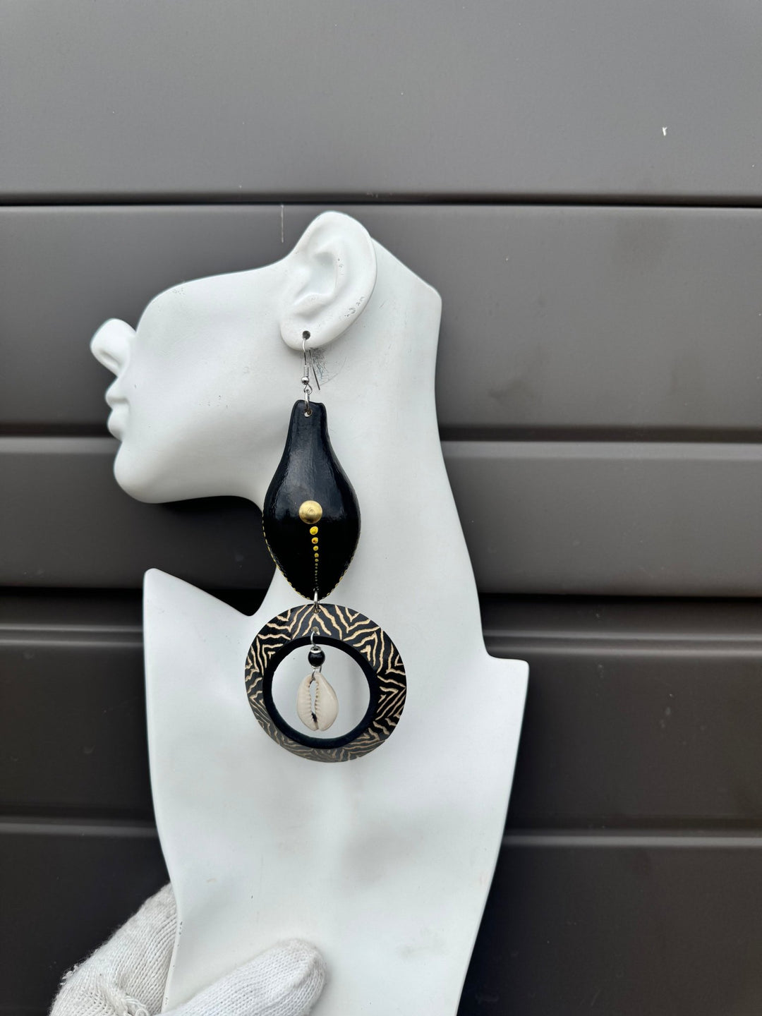 Black Calabash Tribal Expressions Earrings - Trufacebygrace