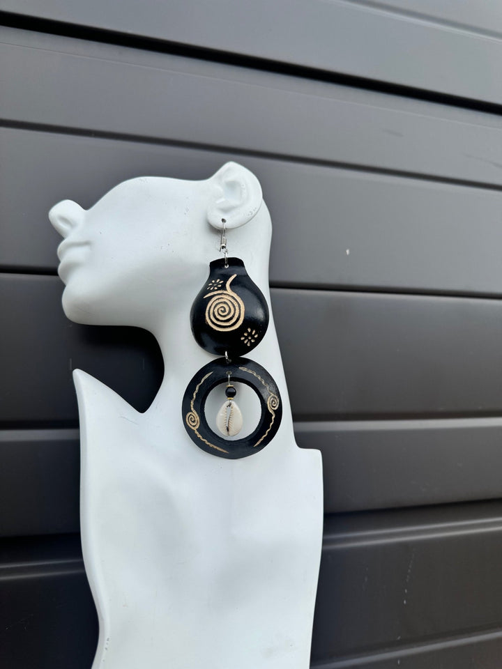 Black Calabash Tribal Expressions Earrings - Trufacebygrace