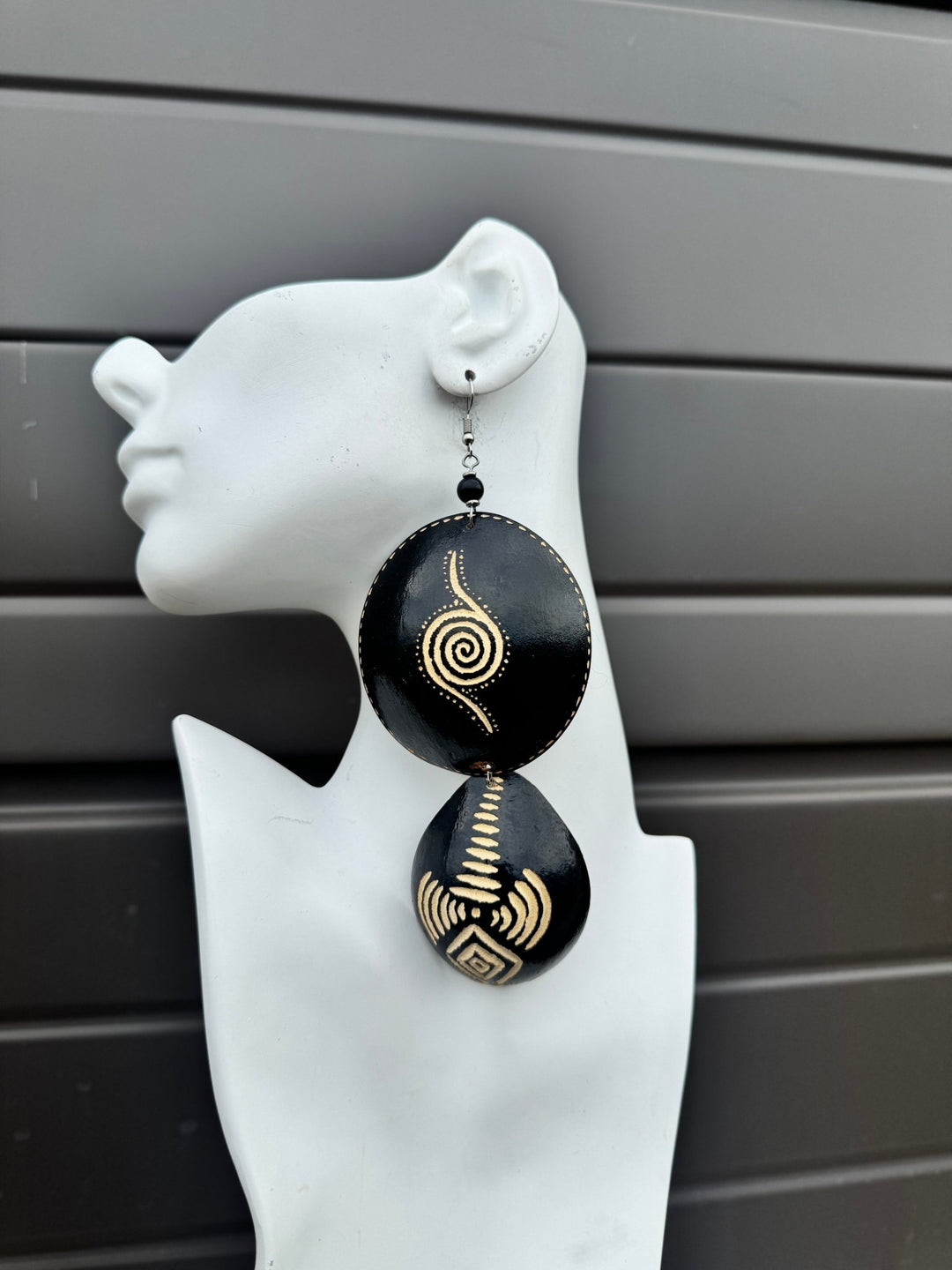 Black Calabash Tribal Expressions Earrings - Trufacebygrace