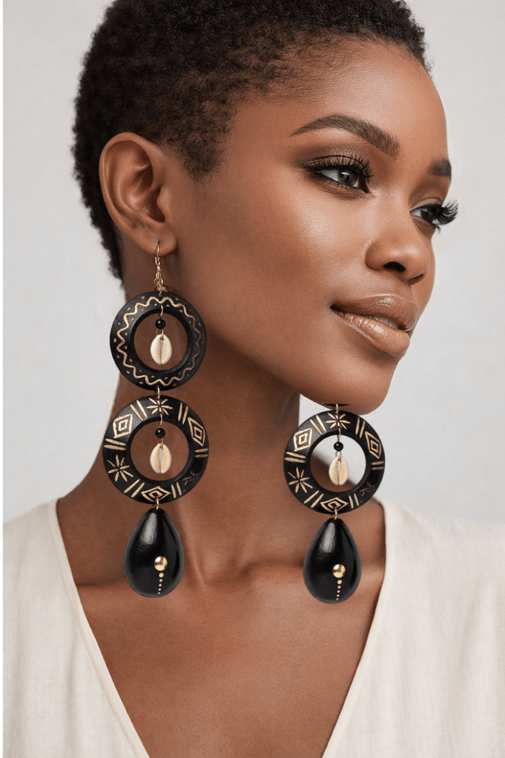 Black Calabash Tribal Expressions Earrings - Trufacebygrace