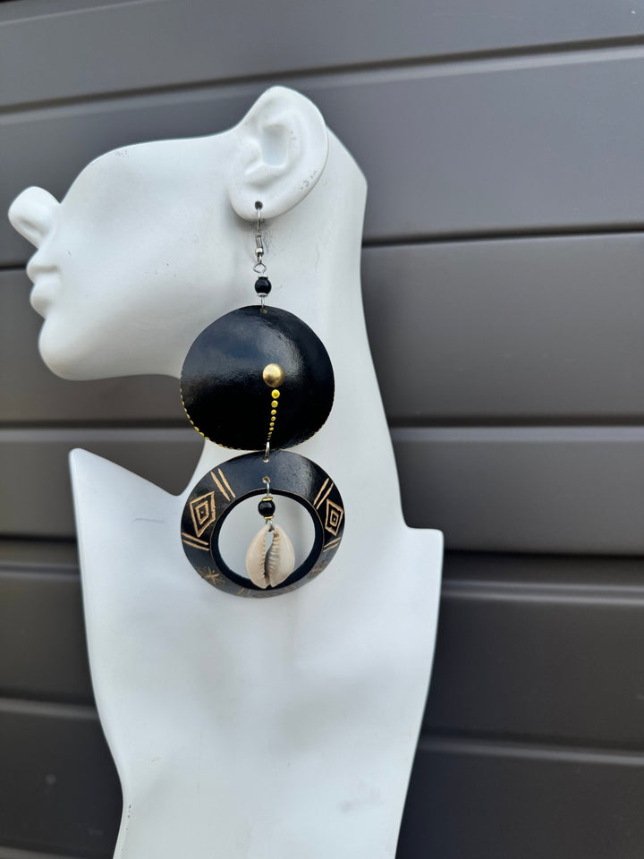 Black Calabash Tribal Expressions Earrings - Trufacebygrace