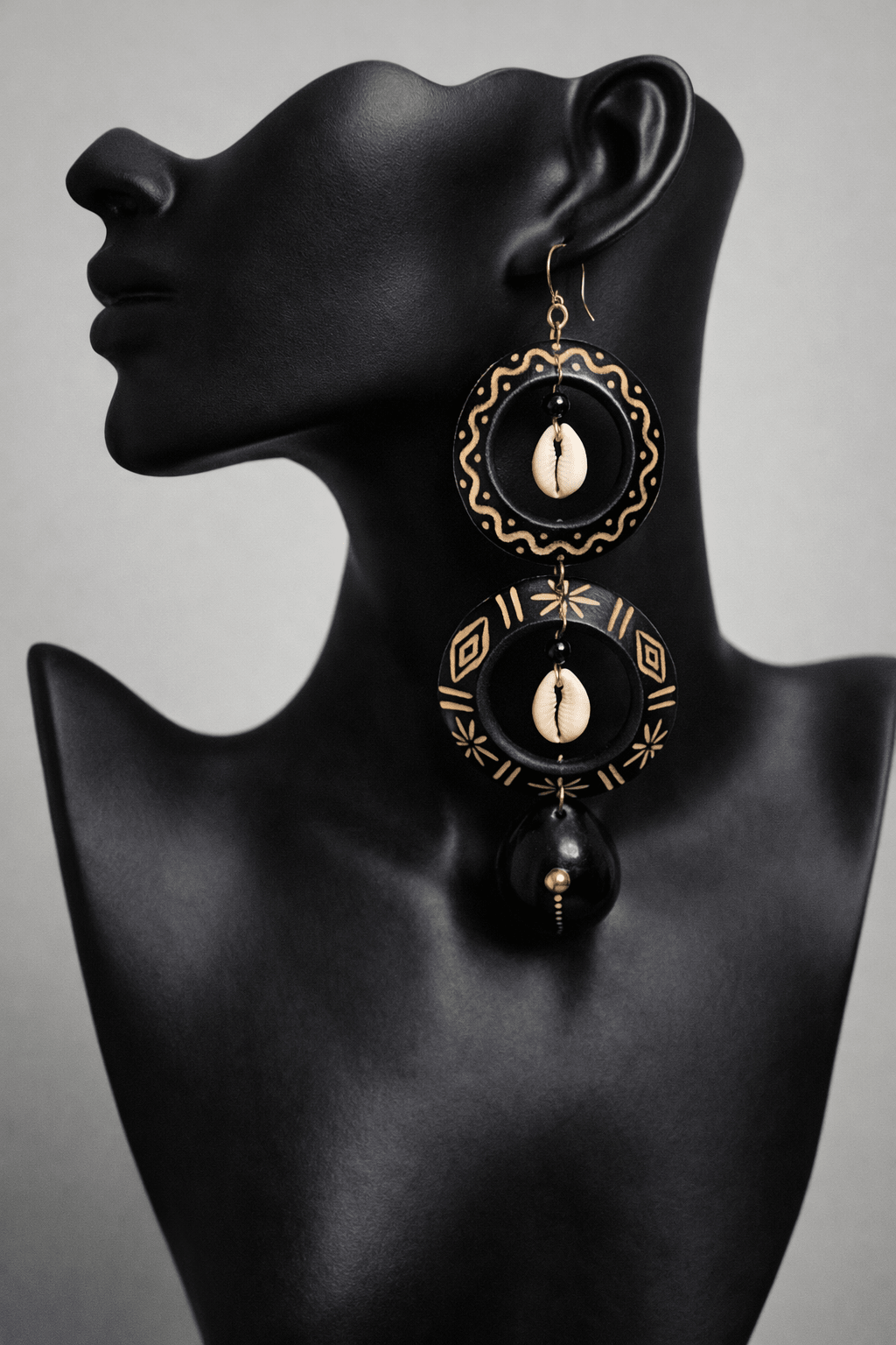 Black Calabash Tribal Expressions Earrings - Trufacebygrace