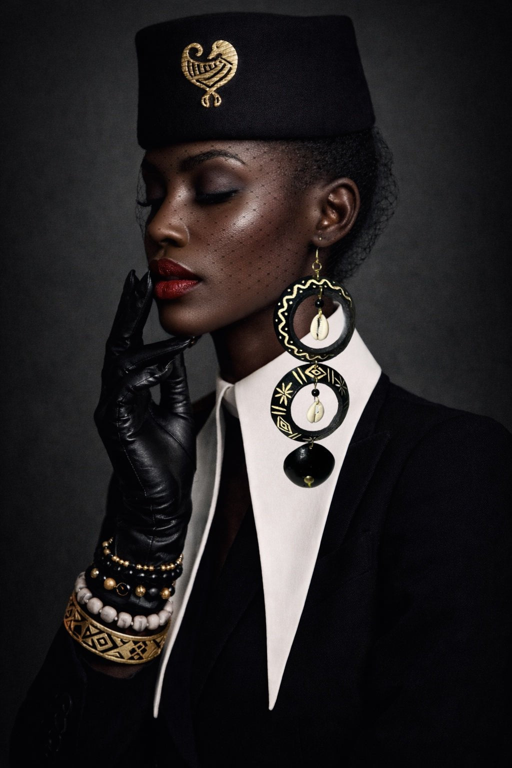 Black Calabash Tribal Expressions Earrings - Trufacebygrace