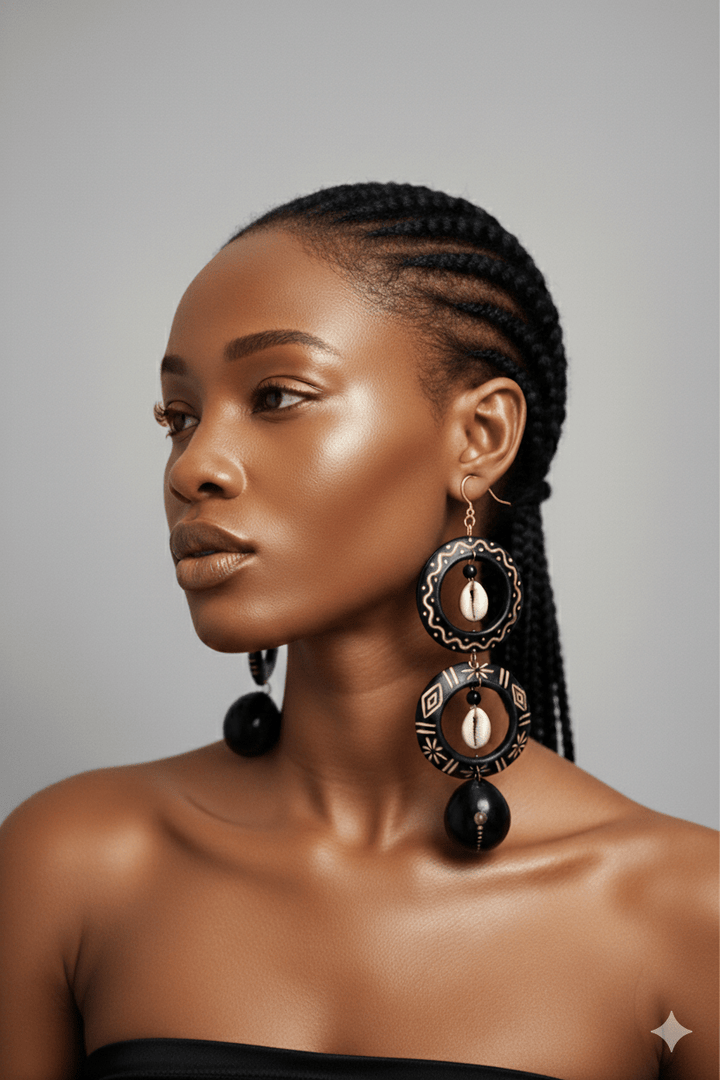 Black Calabash Tribal Expressions Earrings - Trufacebygrace
