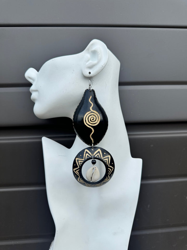 Black Calabash Tribal Expressions Earrings - Trufacebygrace