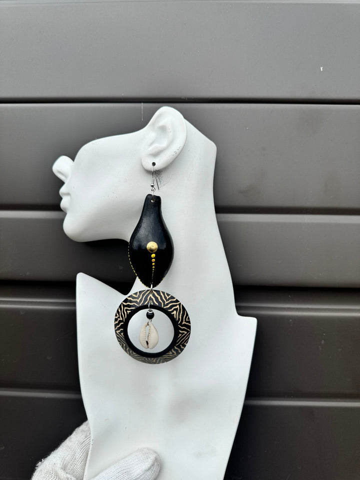 Black Calabash Tribal Expressions Earrings - Trufacebygrace