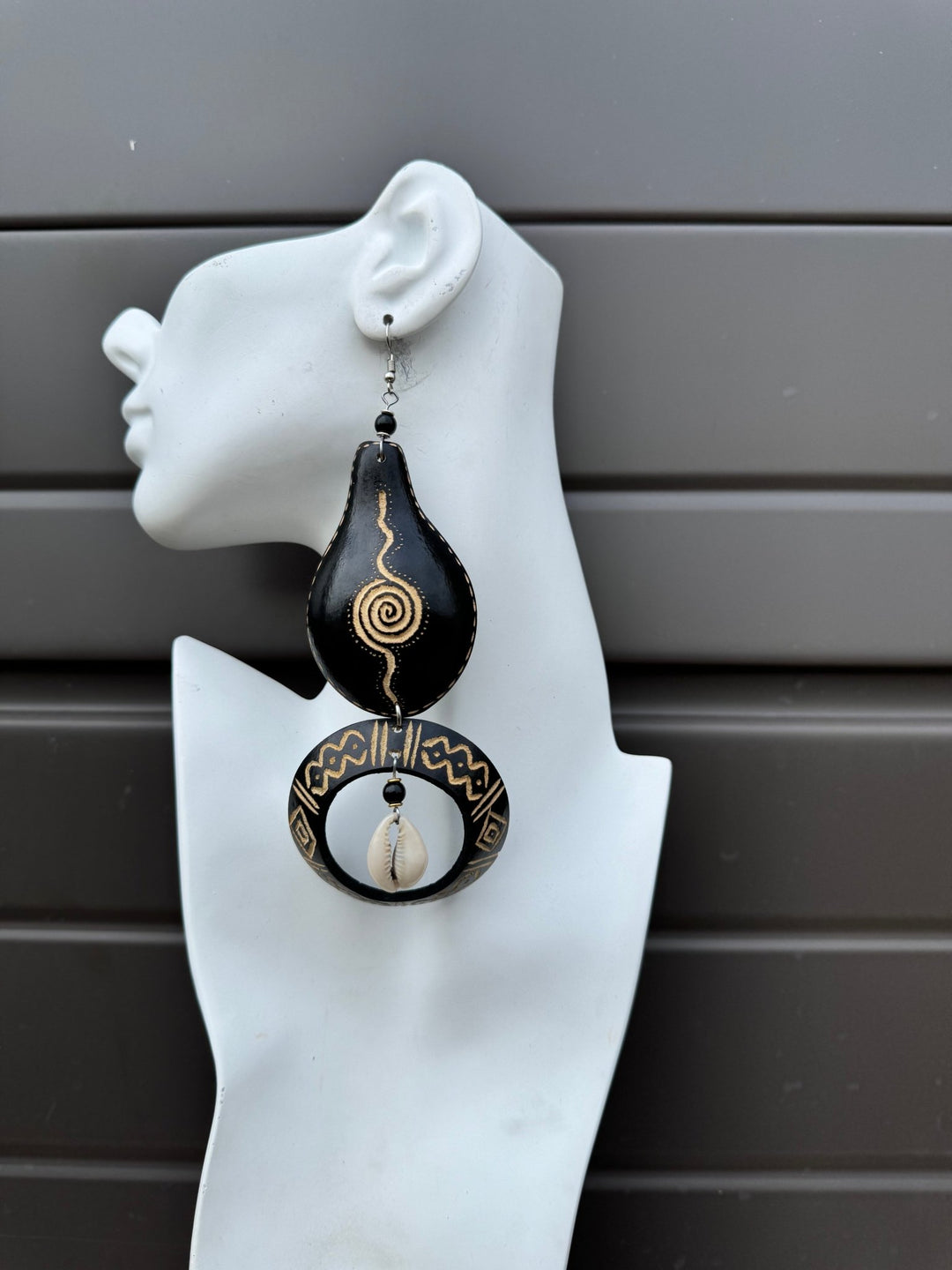 Black Calabash Tribal Expressions Earrings - Trufacebygrace