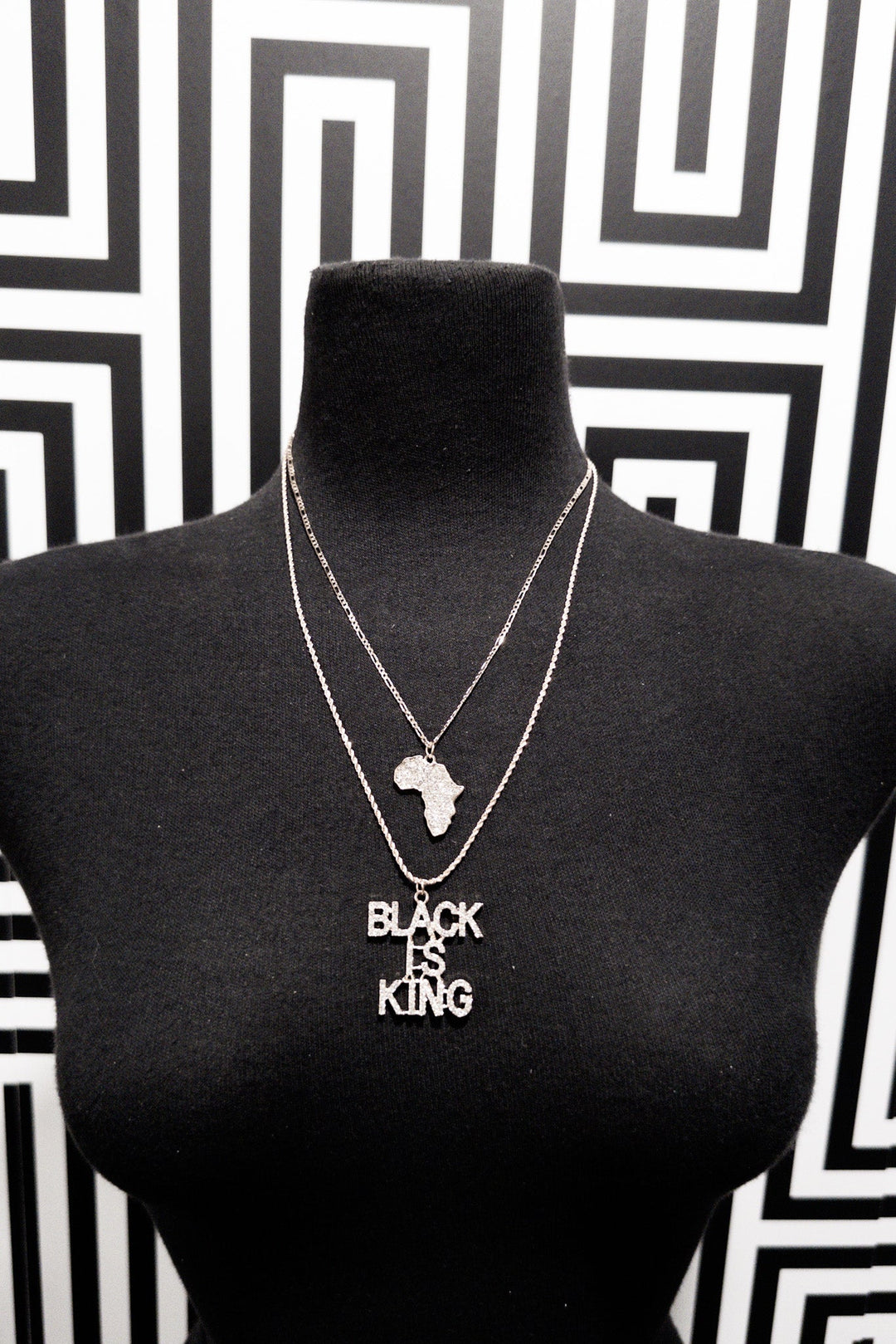 Black is king and Africa Map double Necklace Set - Trufacebygrace