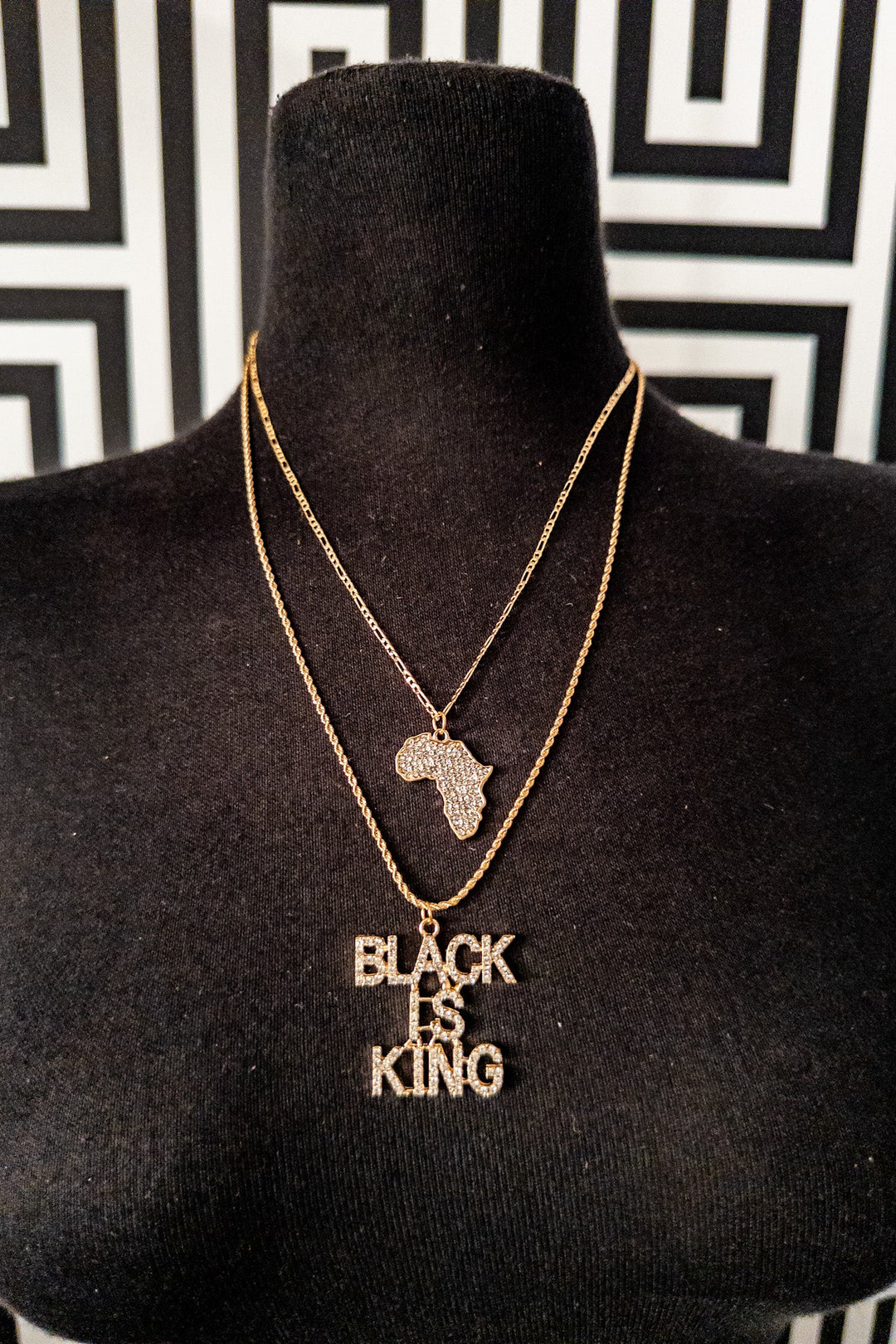 Black is king and Africa Map double Necklace Set - Trufacebygrace