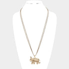 Boho Elephant Trunk Up Pendant Long Necklace - Trufacebygrace