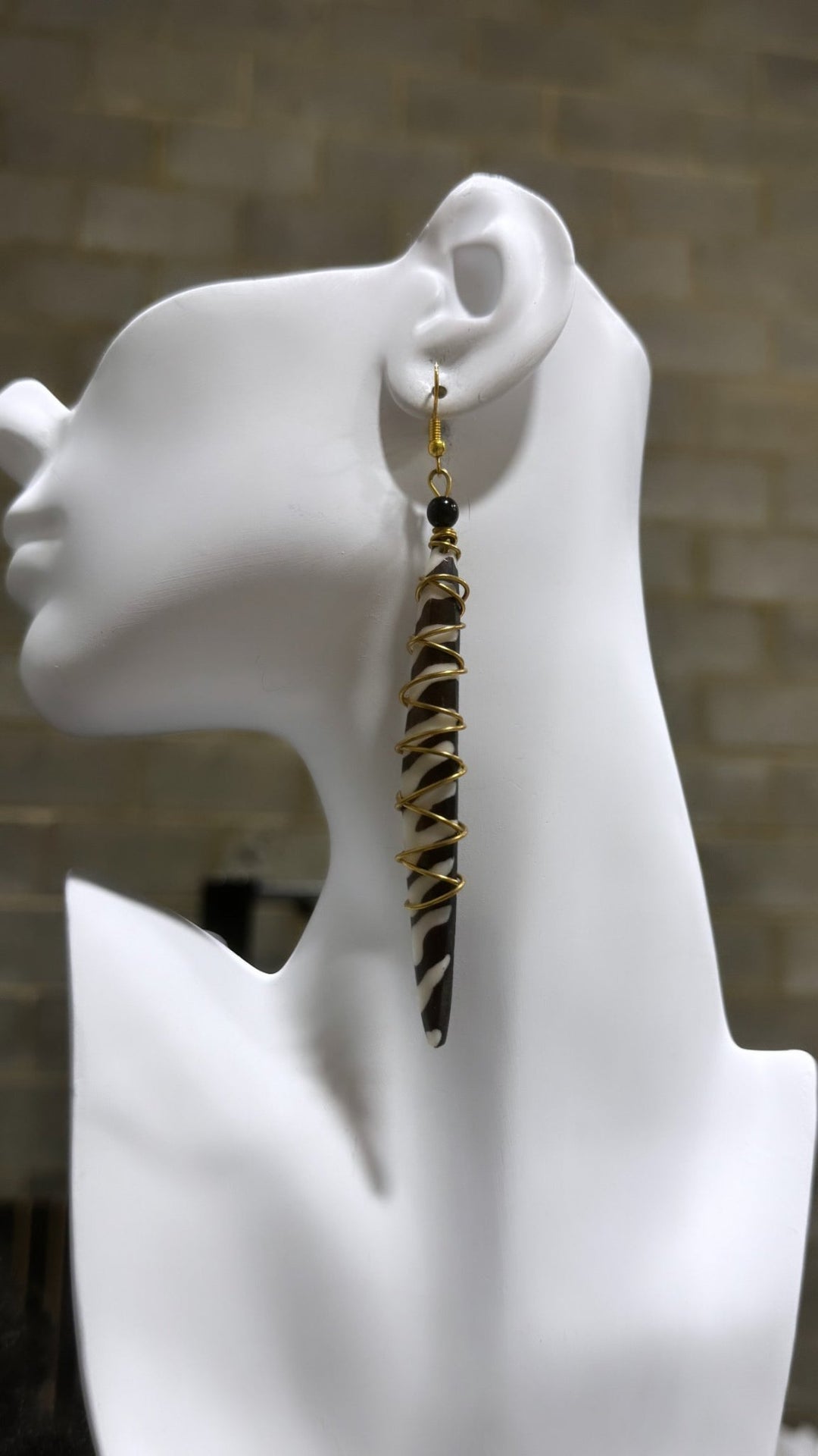 Bone earrings with coiled spring - Trufacebygrace