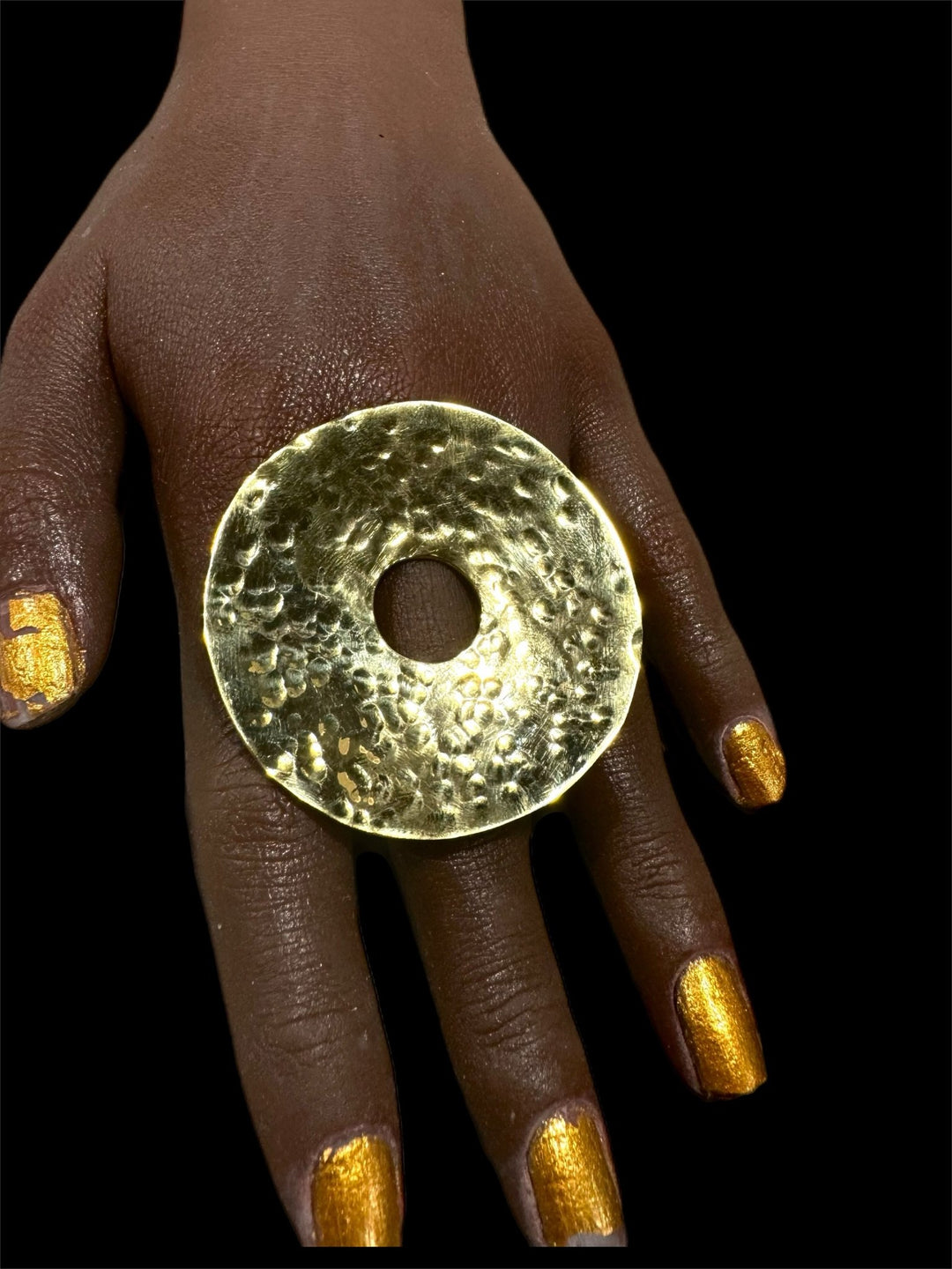 Brass Orbit Hammered Adjustable Ring - Trufacebygrace