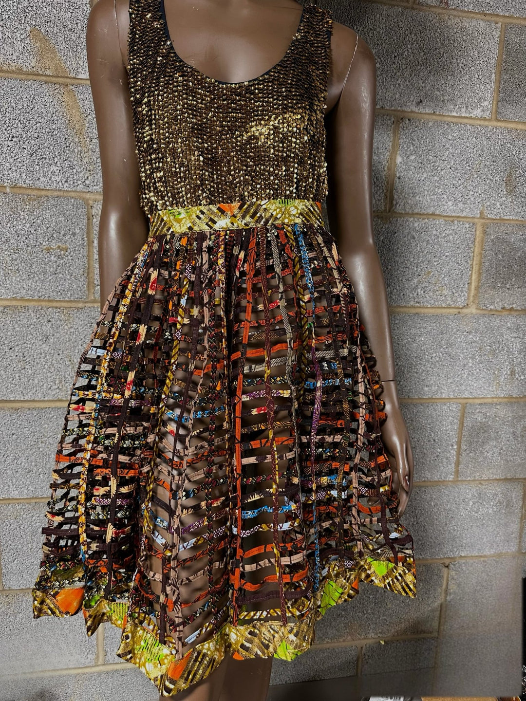 Brown/bronzed Ankara Laced Midi Skirt - Trufacebygrace