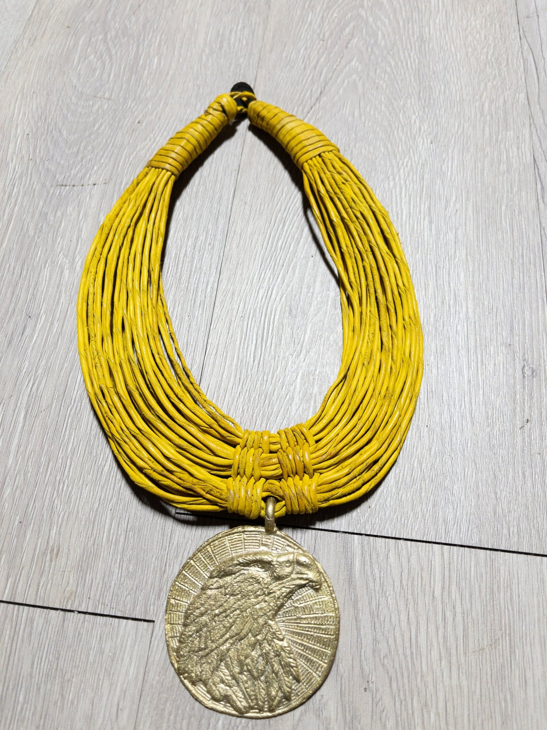 Busia Genuine leather and Bronze Pendant Necklace : Eagle Head - Trufacebygrace