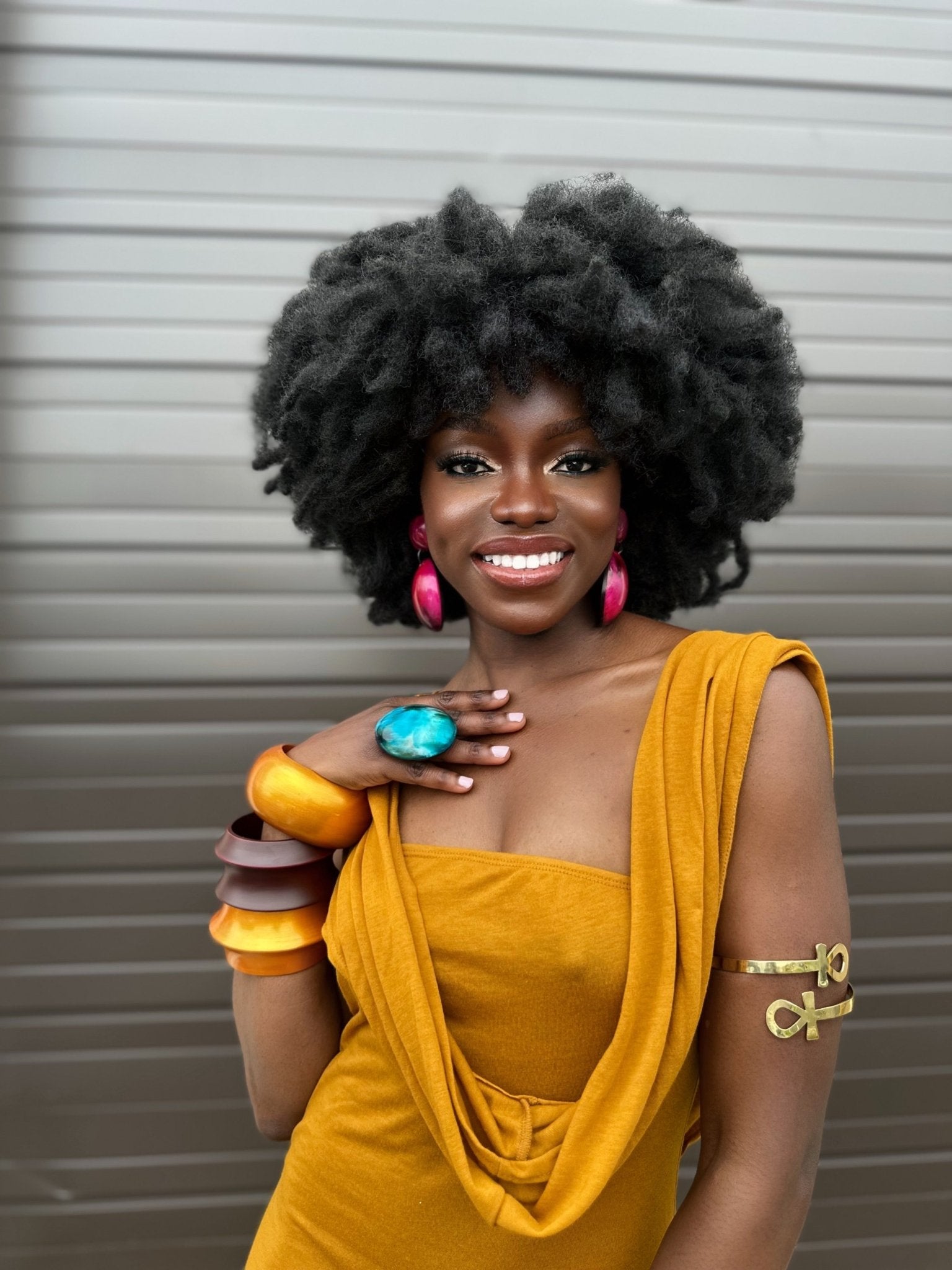 Cerise Series: Afro Color Pop Horn Drop Earrings - Trufacebygrace