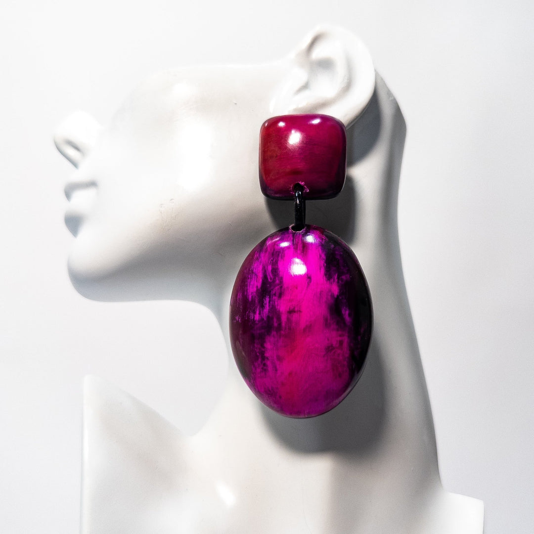Cerise Series: Afro Color Pop Horn Drop Earrings - Trufacebygrace