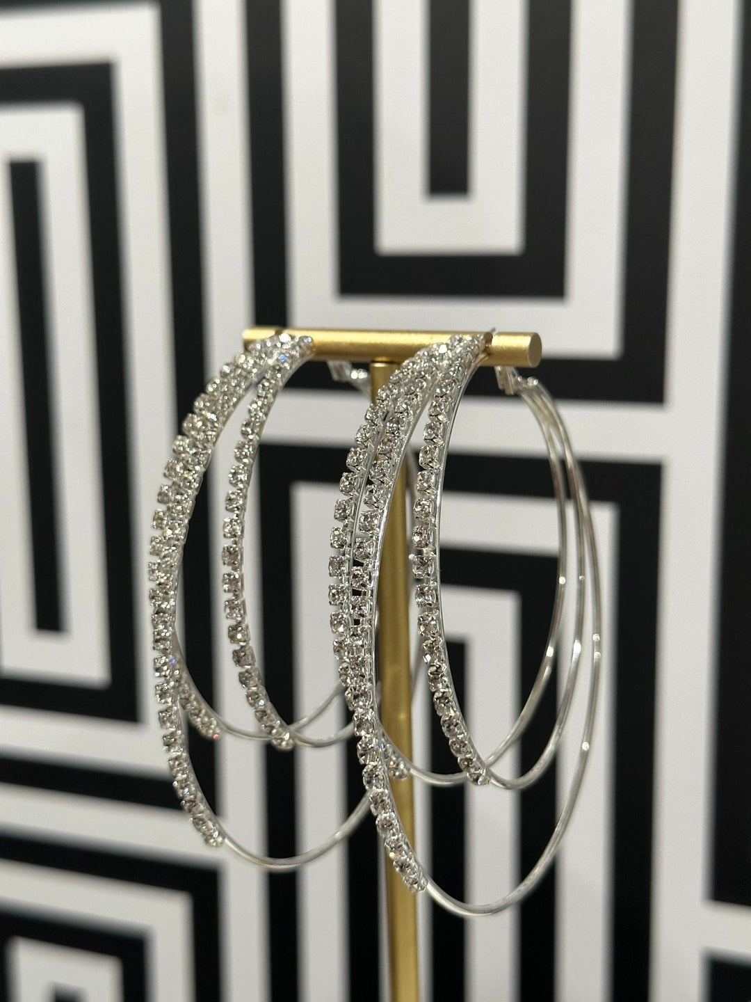 Chuma Oversized Metal and Rhinestones Hoop Earrings - Trufacebygrace