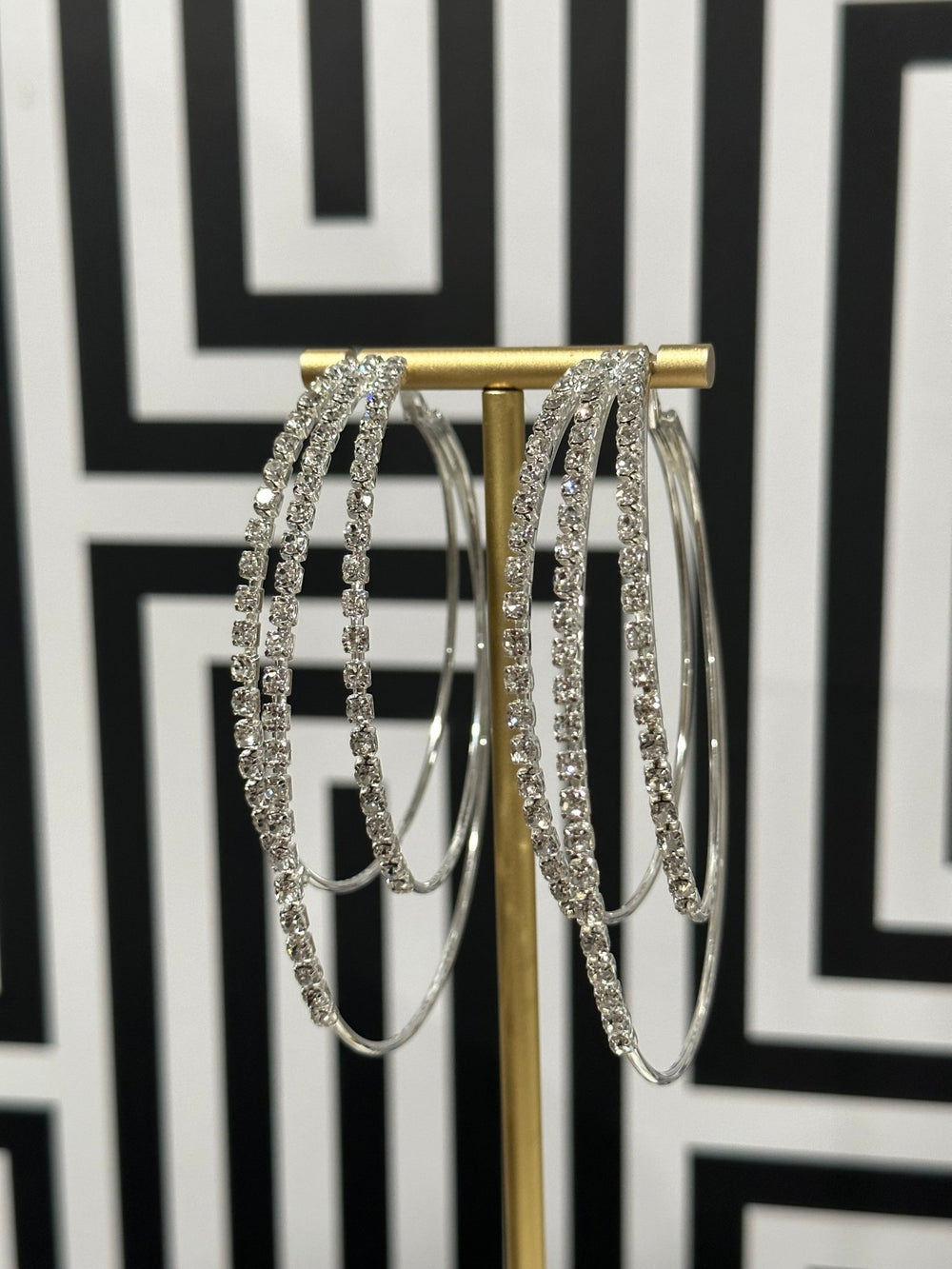 Chuma Oversized Metal and Rhinestones Hoop Earrings - Trufacebygrace