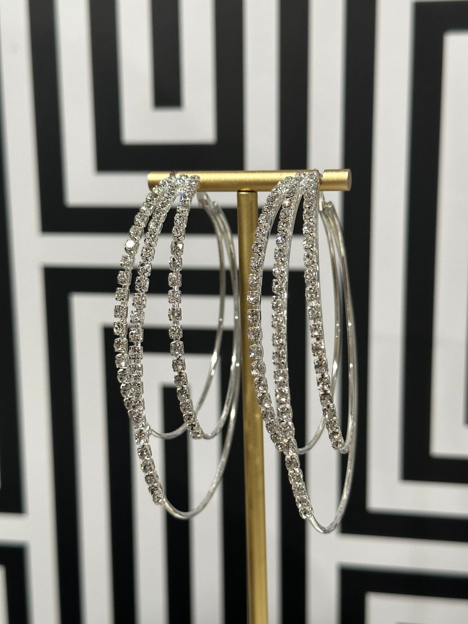 Chuma Oversized Metal and Rhinestones Hoop Earrings - Trufacebygrace