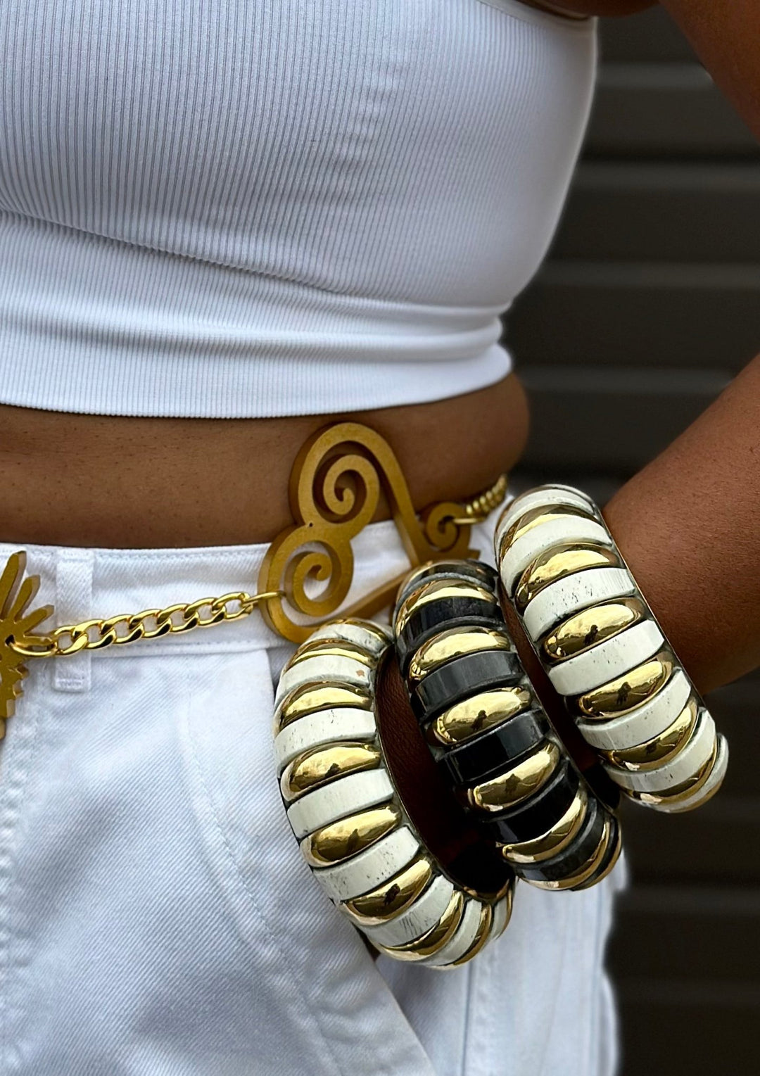 Chunky Vintage Gold Ridges Bracelet - Trufacebygrace