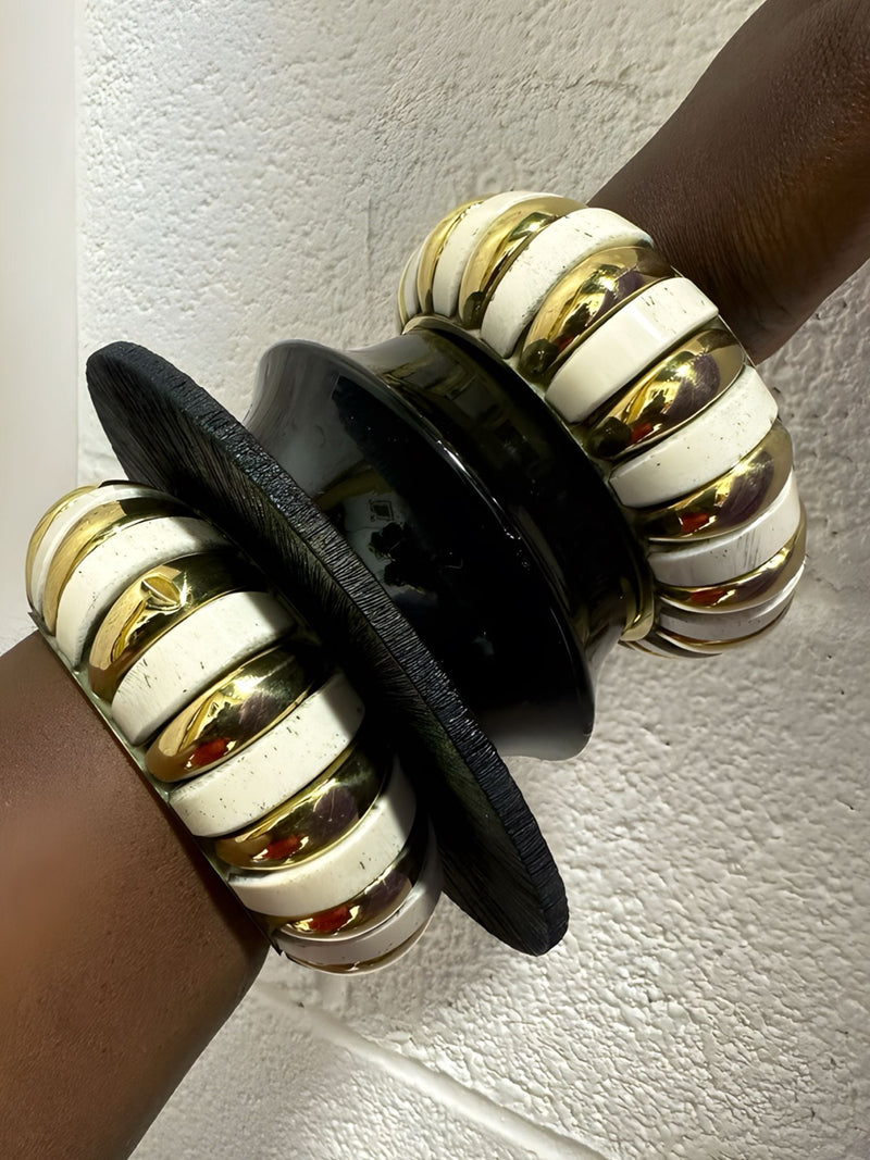 Chunky Vintage Gold Ridges Bracelet - Trufacebygrace