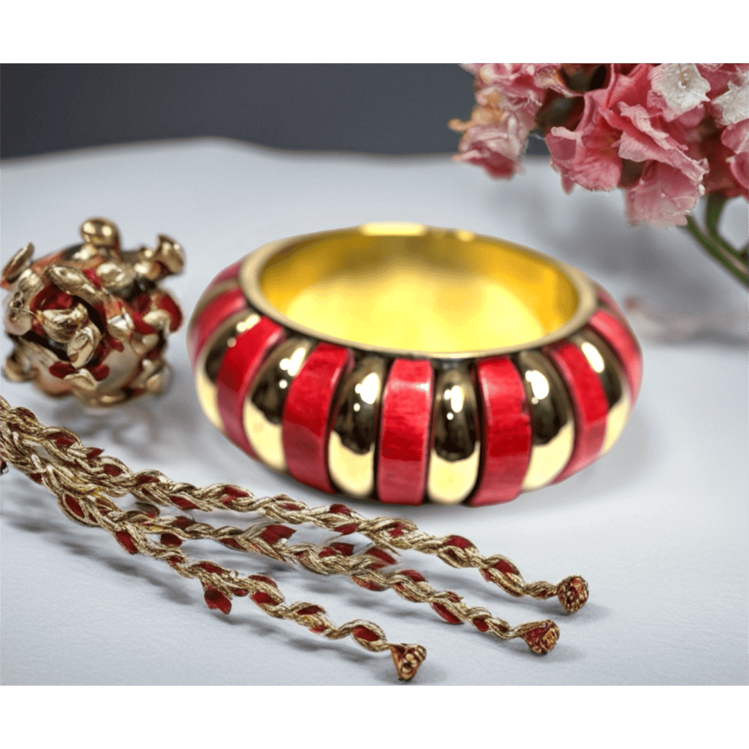 Chunky Vintage Gold Ridges Bracelet - Trufacebygrace